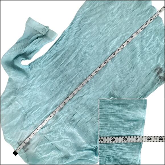 Iz Byer Henley Gauzy Crepe Tunic Top Blouse 3/4 Roll Tab Sleeve Light Blue XL - Picture 11 of 15